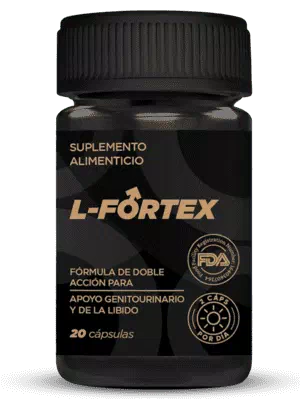 Frasco de L-Fortex con 20 cápsulas de saw palmetto, zinc y polen de abeja para la próstata