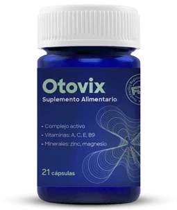 Frasco de Otovix con cápsulas de zinc y magnesio para el cuidado del oído