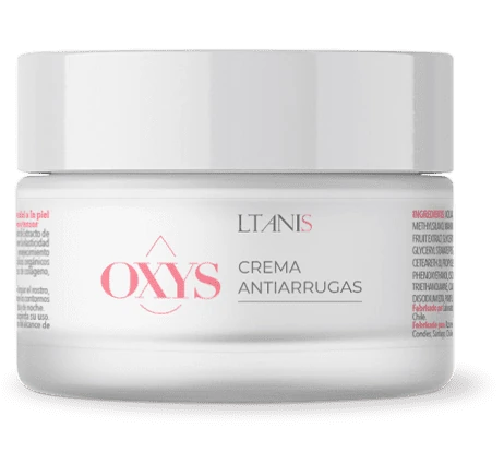 Envase de Oxys de 50 g, crema antiarrugas de LTANIS con extracto de uva