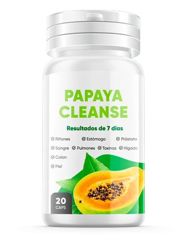 Frasco de Papaya Cleanse con 20 cápsulas a base de papaya para la limpieza intestinal